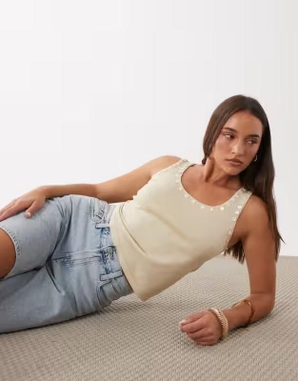 マンゴ レディース トップス ベスト Mango racer tank top with button detail BEIGE ベージュ 17,870円