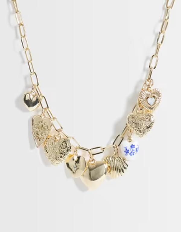 オンリー レディース アクセサリー ネックレス・チョーカー・ペンダントトップ レース ONLY heart charms necklace GOLD ゴールド