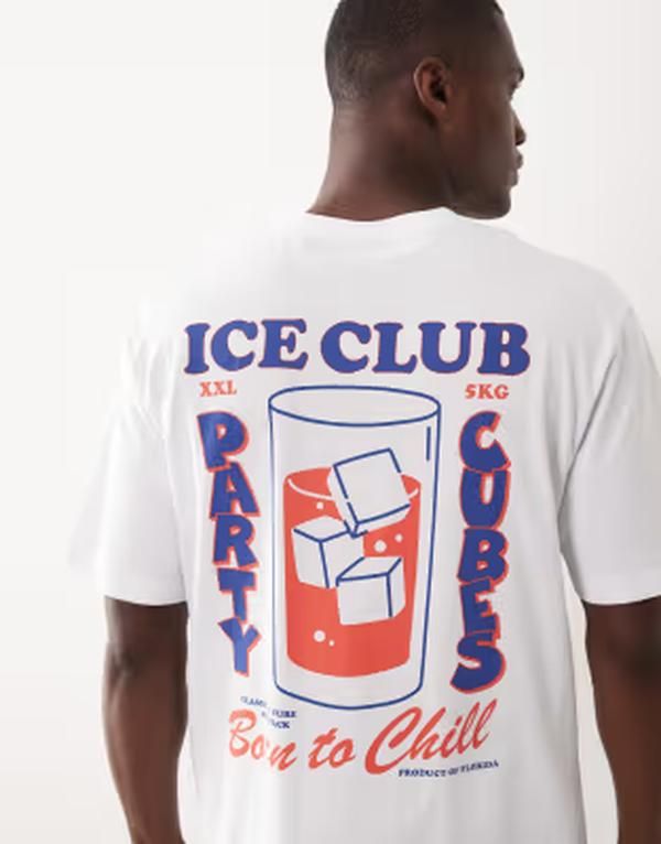 オンリーアンドサンズ メンズ トップス Tシャツ リラックスフィット プリント ONLY SONS relaxed fitshirt with drink back print Bright Whit