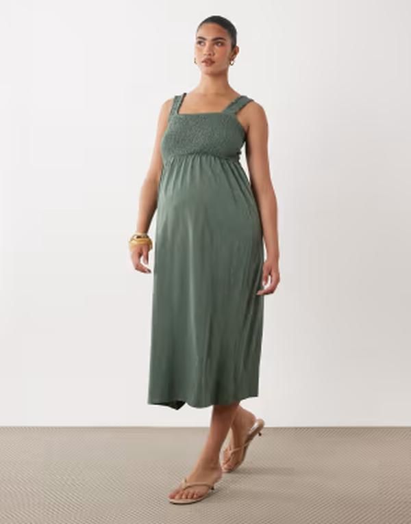 ママライシアス レディース トップス ワンピース ミディ マタニティ Mamalicious Mamalicious Maternity shirred bust detail midi dress