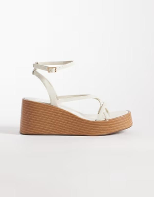 エイソス レディース シューズ サンダル ミニ ASOS DESIGN Thelma minimal strappy wedge sandals WHITE ホワイト 15,895円