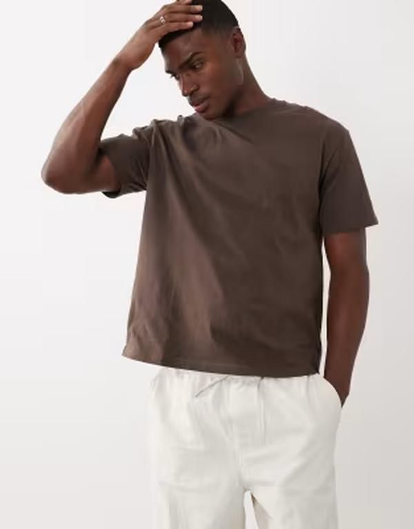 コットンオン メンズ トップス Tシャツ Cotton everyday fitshirt in washed chocolate WASHED CHOCOLATE チョコレート