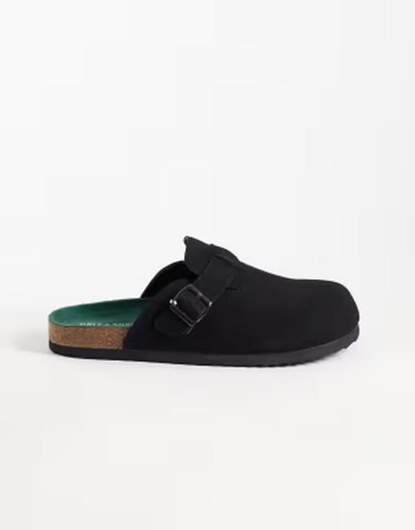オンリーアンドサンズ メンズ シューズ サンダル スエード ONLY SONS faux suede clogs with buckle Black ブラック