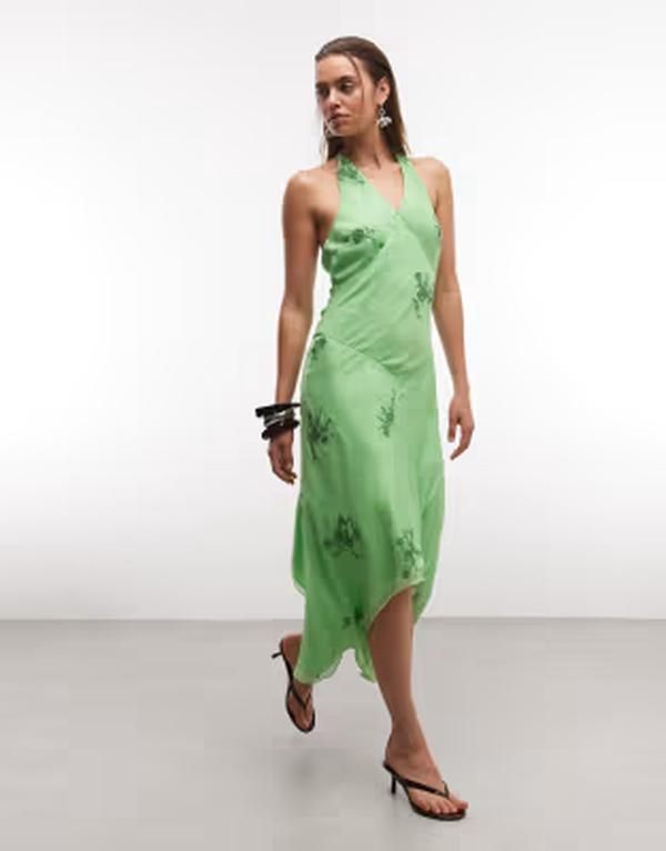 リクレイム ヴィンテージ レディース トップス ワンピース ミディ ホルター Reclaimed Vintage Limitedition halter neck midi dress with sc