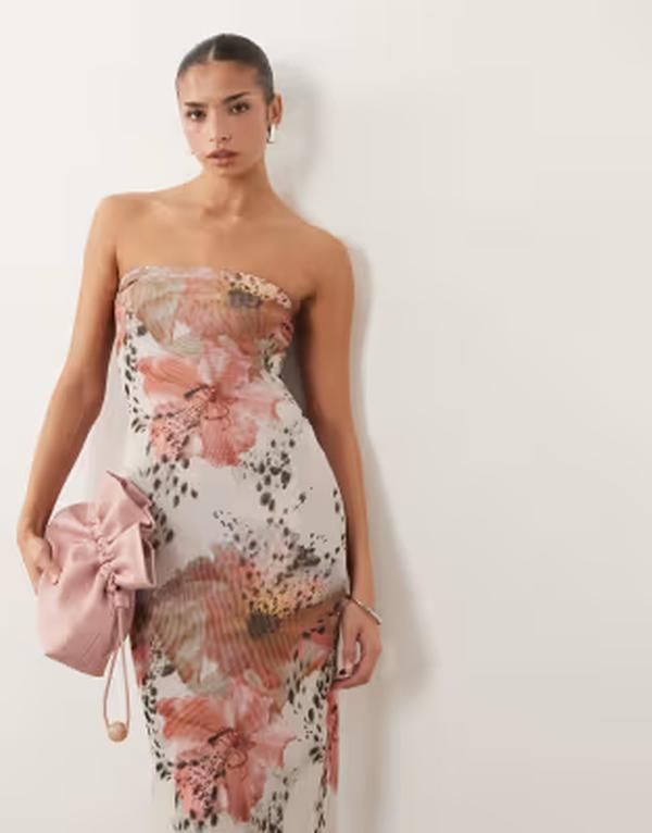 エイソス レディース トップス ワンピース フラワー柄 メッシュ シアー マキシ フラワー ASOS DESIGN sheer mesh bandeau maxi dress in spotted f 16,410円