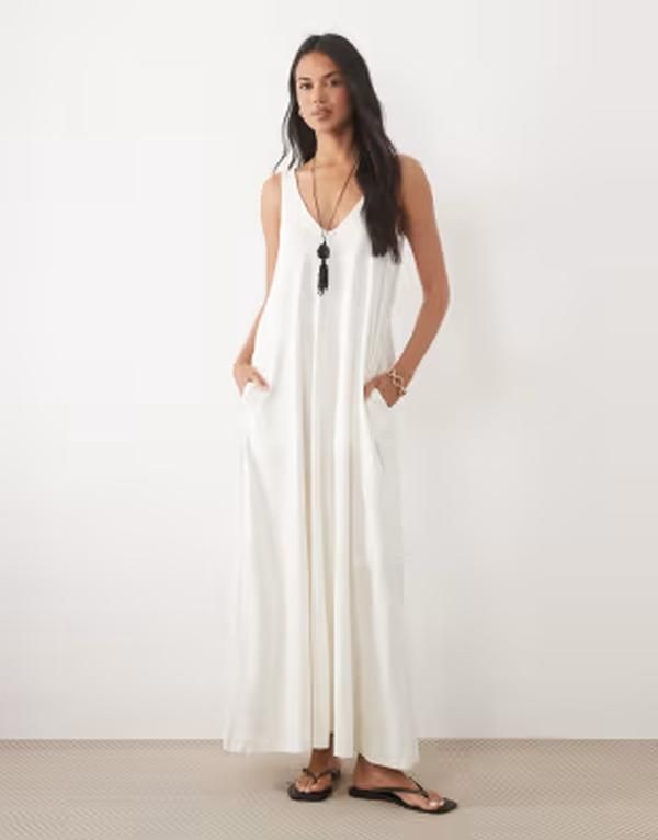 エイソス レディース トップス ワンピース マキシ ASOS DESIGN trapeze maxi dress ineutral NEUTRAL