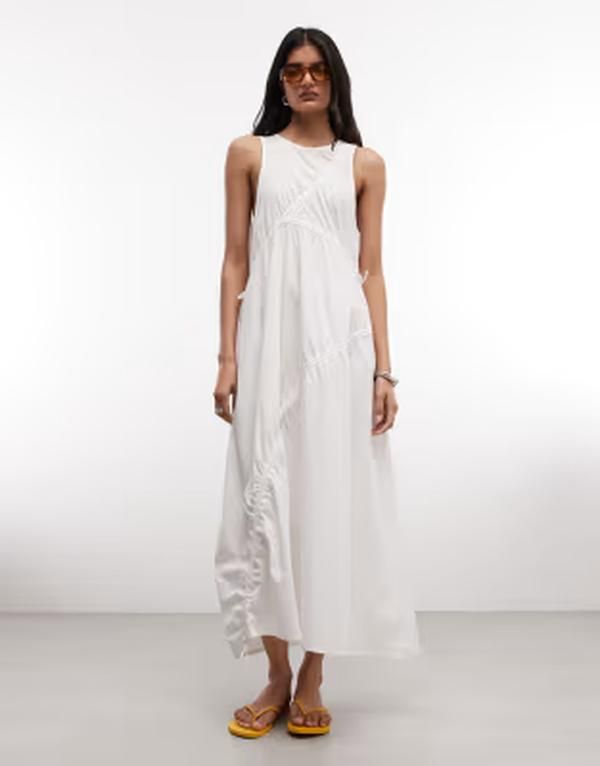 コルージョン レディース トップス ワンピース ミディ COLLUSION channel detailing midi dress WHITE ホワイト