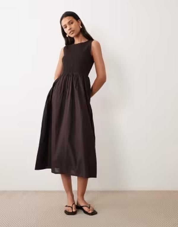 ジェイディーワイ レディース トップス ワンピース ミディ ノースリーブ JDY sleevelessmock midi dress BROWN ブラウン