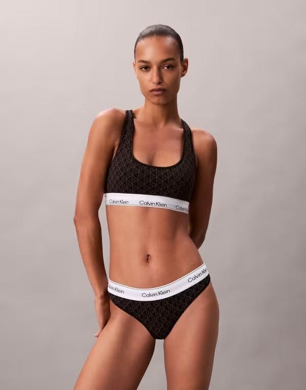 カルバンクライン レディース アンダーウェア ブリーフパンツ プリント コットン Calvin Klein Icon Cotton Modal thong emblem print Gray グレー 7,285円