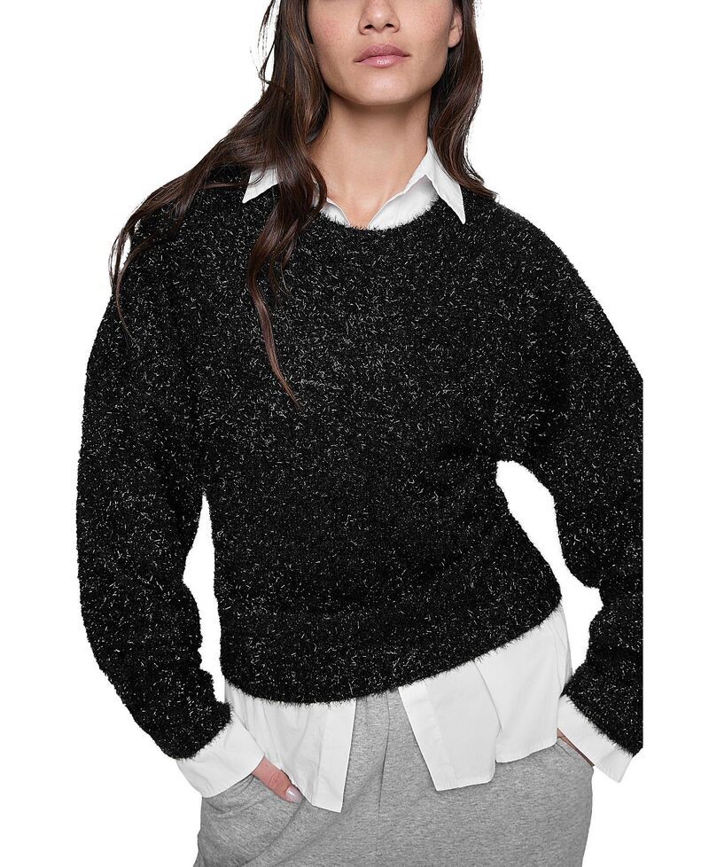 レベッカミンコフ レディース アウター ニット・セーター Rebecca Minkoff Henley Lurex Sweater Black ブラック