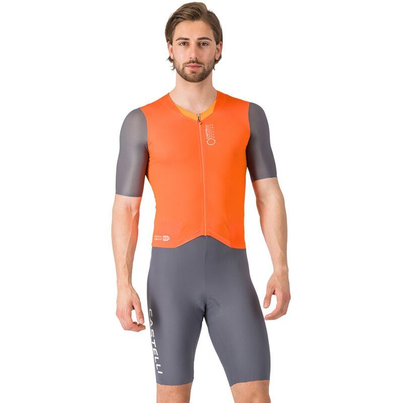カステリ メンズ トップス Tシャツ Castelli Saturday Morning Skinsuit Mens Brilliant OrangeVivd OrangeSmoky Gray グレー