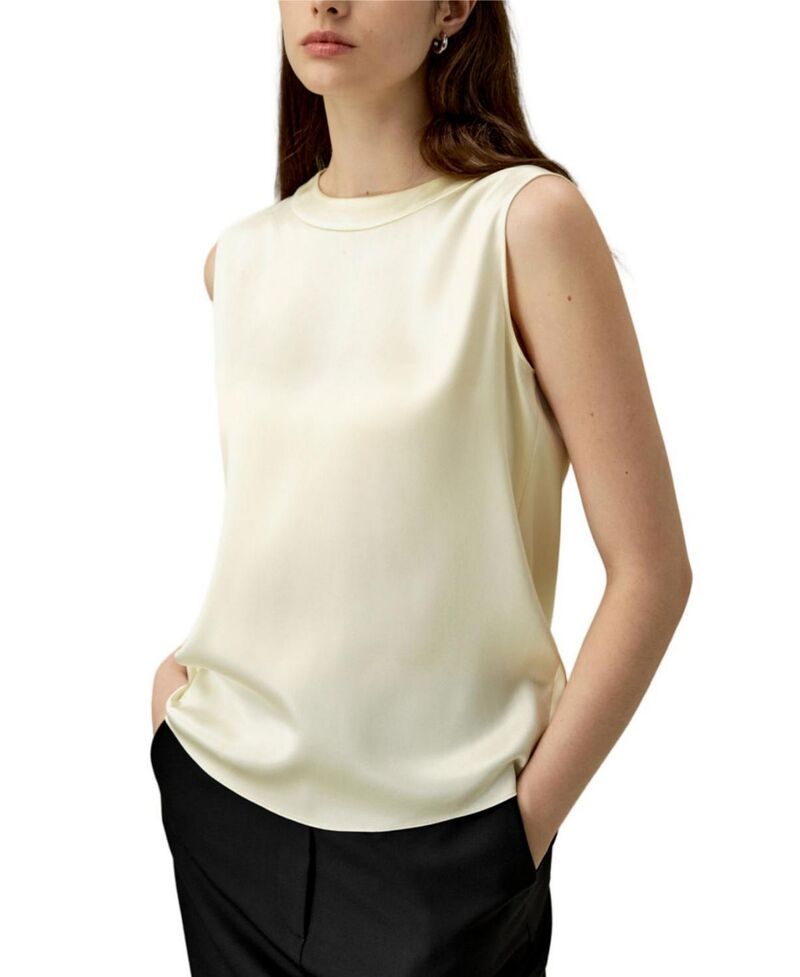 リリーシルク レディース トップス シャツ ノースリーブ LILYSILK Sleeveless Round Neck Silk Top Lily White ホワイト 31,070円