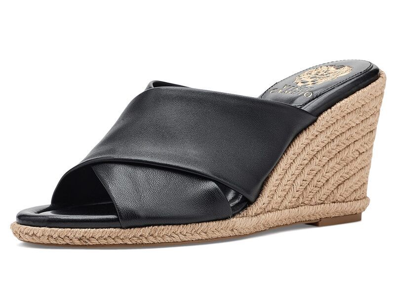 ヴィンスカムート レディース シューズ ヒール サンダル Vince Camuto Fisella Cross Band Espadrille Wedge Sandals Black ブラック