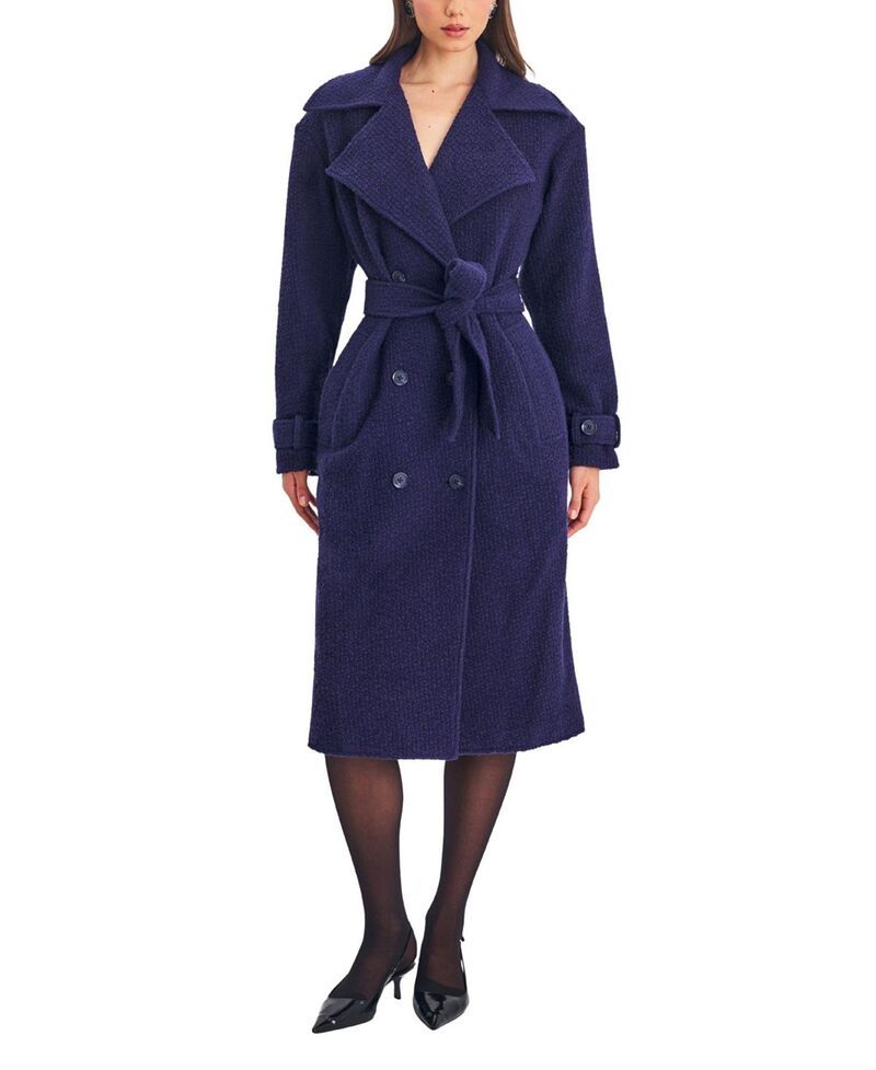 ミスサークル レディース アウター コート ウール Miss Circle Jaelyn Wool BlendoubleBreasted Belted Coat Midnight Blue ブルー