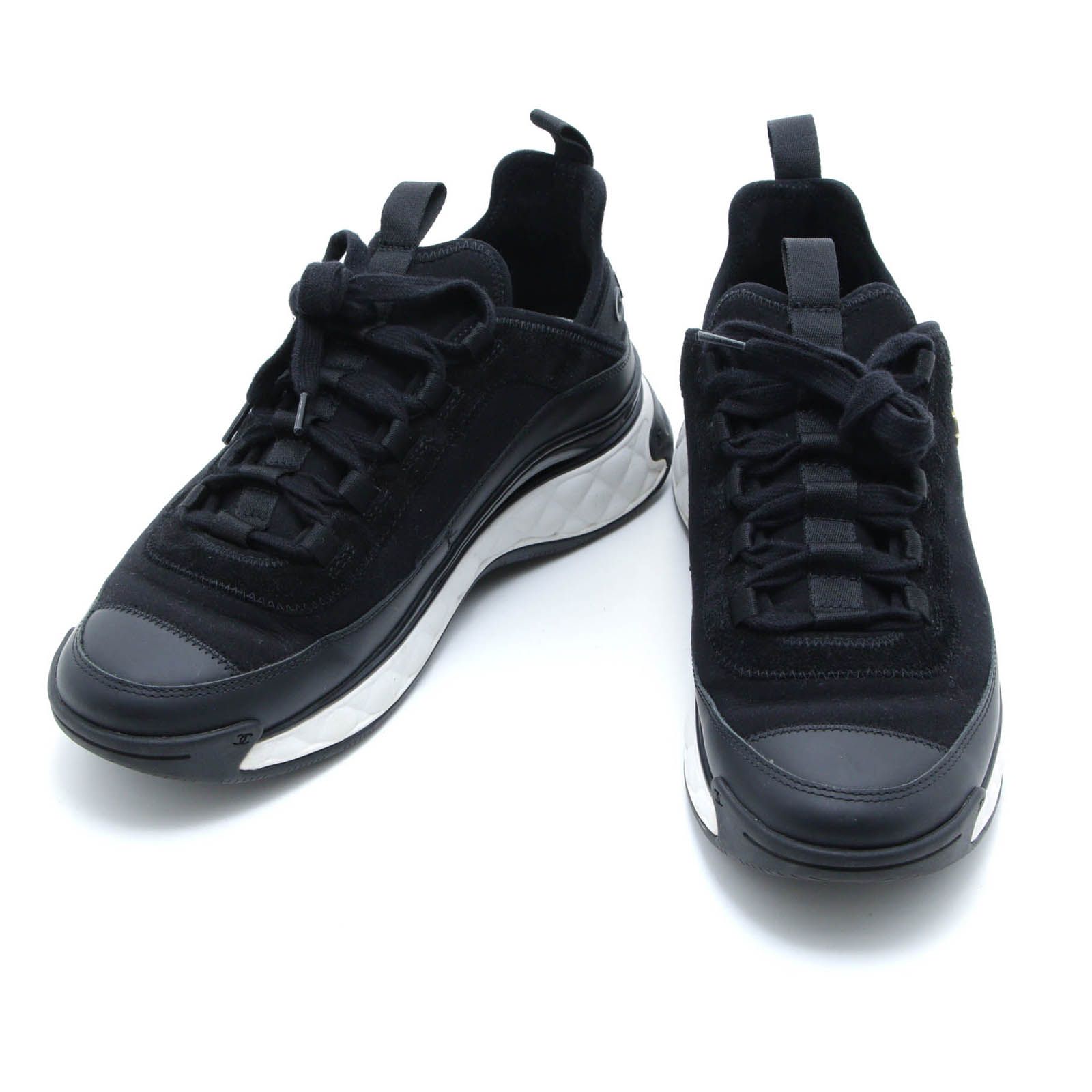 CHANEL シャネル ローカットスニーカー/40/ブラック/レザー/ナイロン