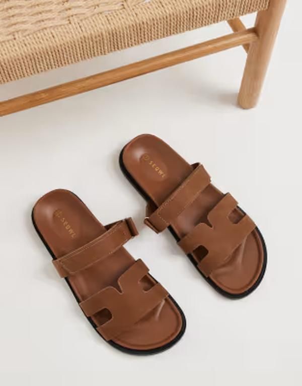 セクウェル メンズ シューズ サンダル SEQWL Kidman sandals with straps in faux nubuck Brown ブラウン 13,125円