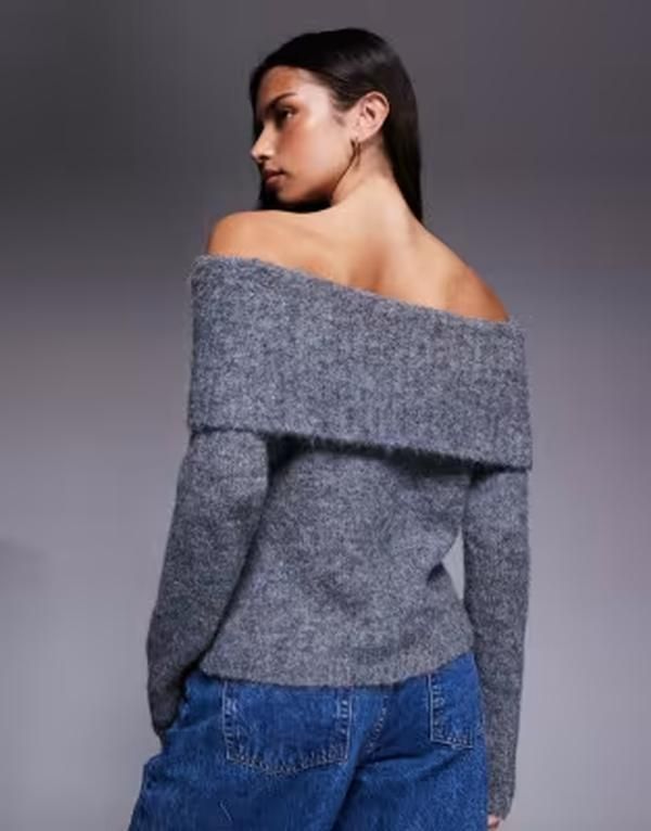 カイア レディース アウター ニット・セーター ウール Kaiia exclusive wool feel textu red knit deep off the shoulder foldover