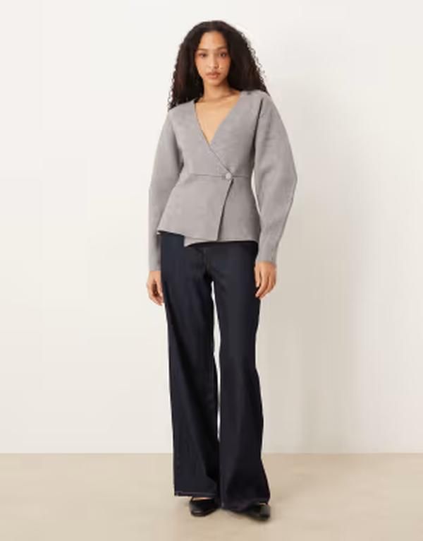 ジーナトリコ レディース アウター カーディガン Vネック Gina Tricot vneck shaped cardigan Gray グレー