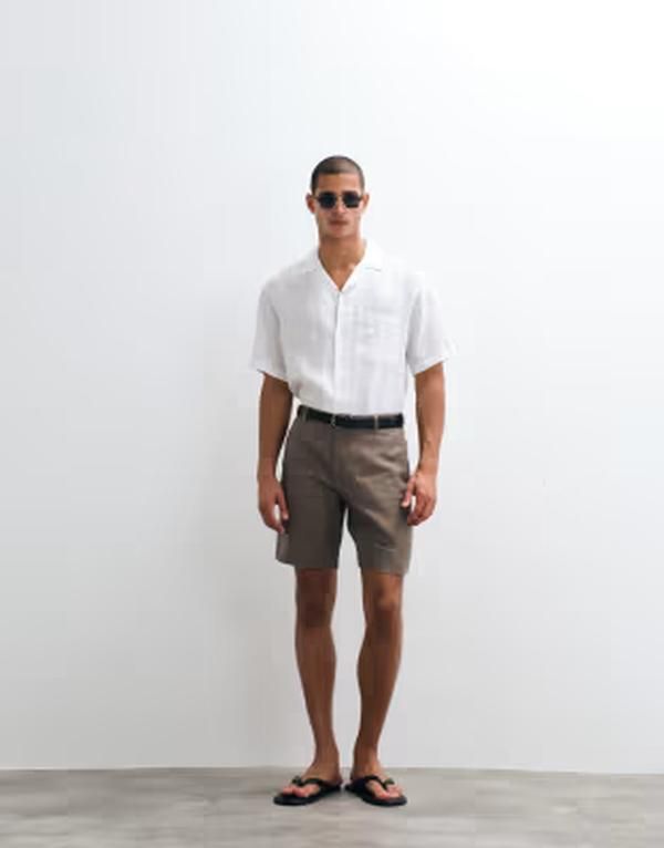 アルケット メンズ ボトムス ハーフパンツ・ショーツ ショートパンツ リネン ARKET pure linen tailo red shorts BROWN ブラウン