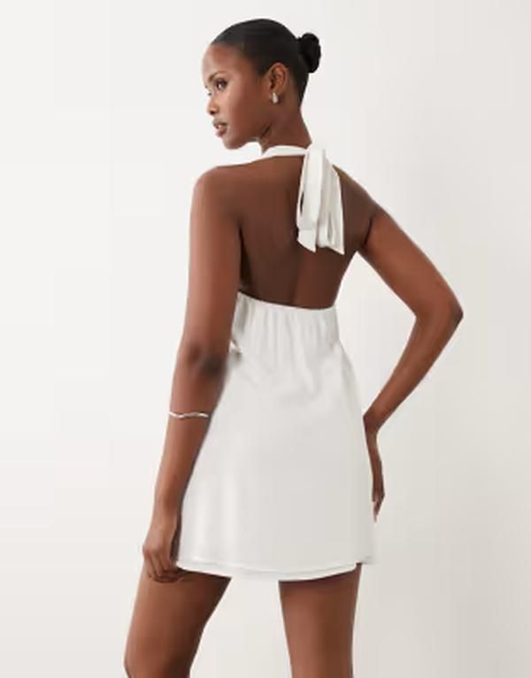 ザ・フロリック レディース トップス ワンピース ミニ リネン ホルター The Frolic exclusive linen halterneck mini dress WHITE ホワイト