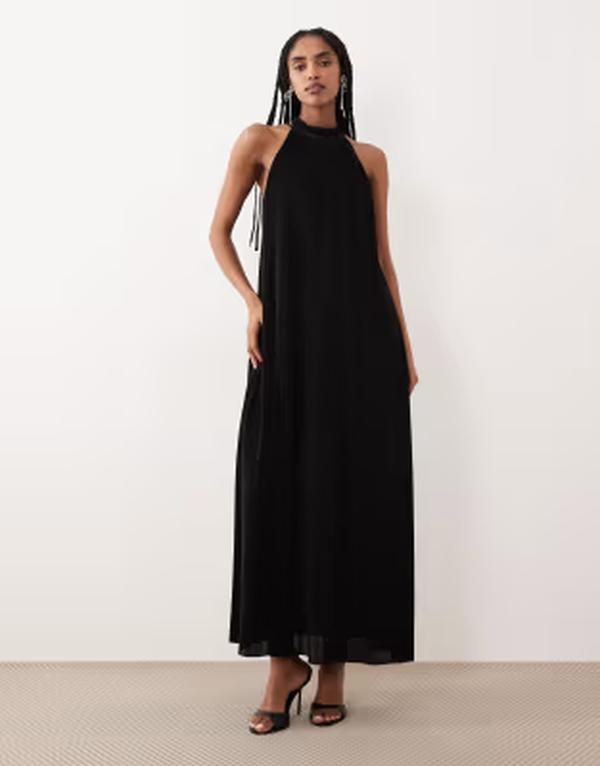 ジーナトリコ レディース トップス ワンピース マキシ ホルター Gina Tricot halterneck flowy maxi dress Black ブラック