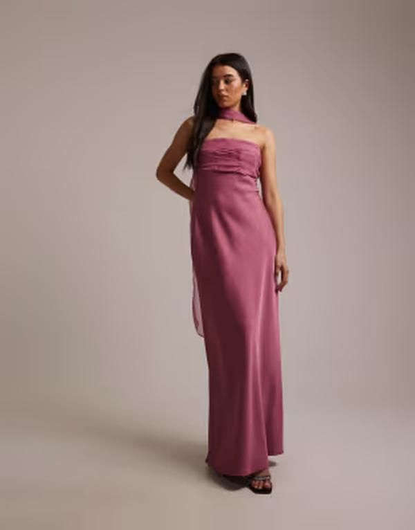 シックスストーリーズ レディース トップス ワンピース プリーツ サテン マキシ Six Stories Bridesmaidsatin bandeau pleated bust detail sca 44,720円