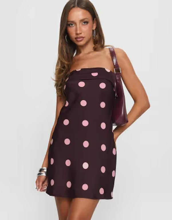 プリンセスポリー レディース トップス ワンピース ドット ミニ サテン コントラスト Princess Polly Phillipa satin feel contrast fold over bu