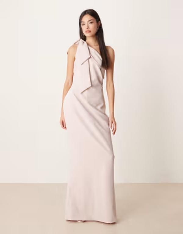 プリティラヴィッシュ レディース トップス ワンピース クレープ マキシ Pretty Lavish Bridesmaid Nevaeh crepe one shoulder bow detail m