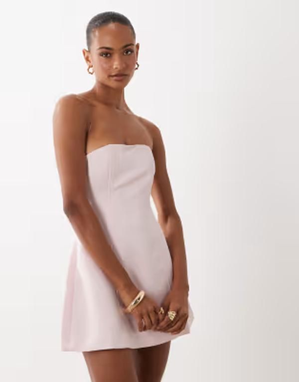 アリアコーブ レディース トップス ワンピース ミニ サテン Aria Cove satin seam detail structu red bandeau mini dress PINK ピンク 25,350円