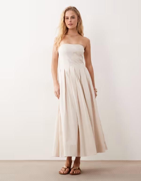 エイソス レディース トップス ワンピースカート マキシ ASOS DESIGN bandeau maxi sundress with full skirt in stone ストーン 19,786円