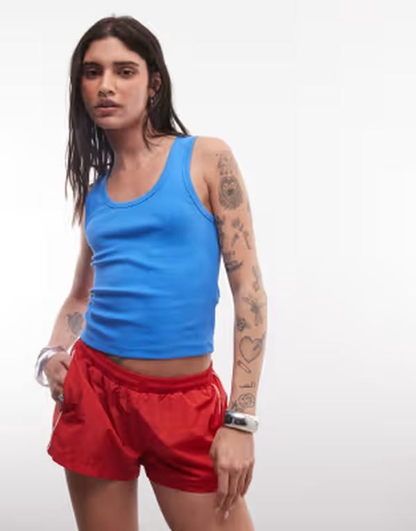コルージョン レディース ボトムス ハーフパンツ・ショーツ ナイロン ミニ ショートパンツ COLLUSION mini track nylon shorts RED レッド