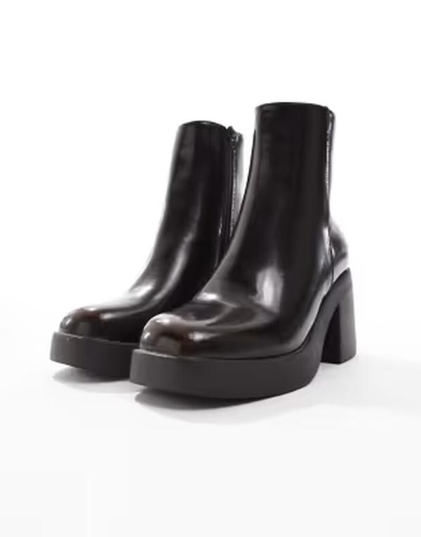 セクウェル レディース シューズ ブーツ・レインブーツ アンクル SEQWL Audi chunky ankle boots Distressed Brown ブラウン