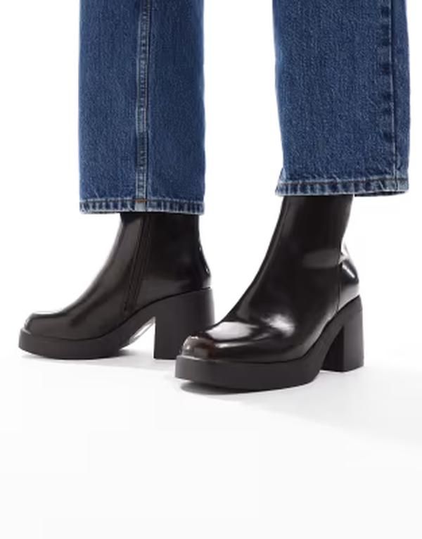 セクウェル レディース シューズ ブーツ・レインブーツ アンクル SEQWL Audi chunky ankle boots Distressed Brown ブラウンブーティ