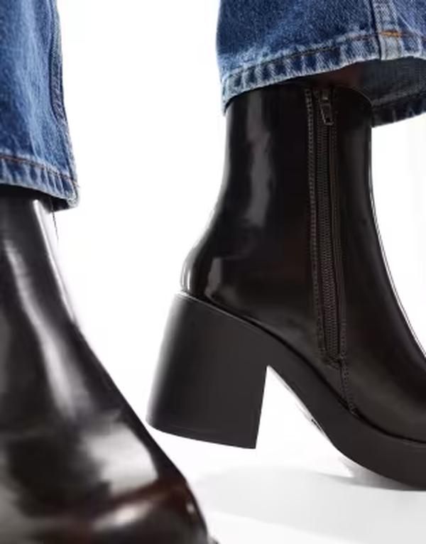 セクウェル レディース シューズ ブーツ・レインブーツ アンクル SEQWL Audi chunky ankle boots Distressed Brown ブラウン