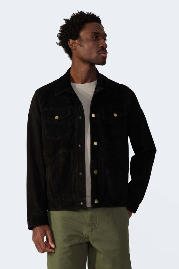 ファーニック UK メンズ アウター ジャケット・ブルゾン スエード FURNIQ UK Ollie Suede Jacket Black ブラック