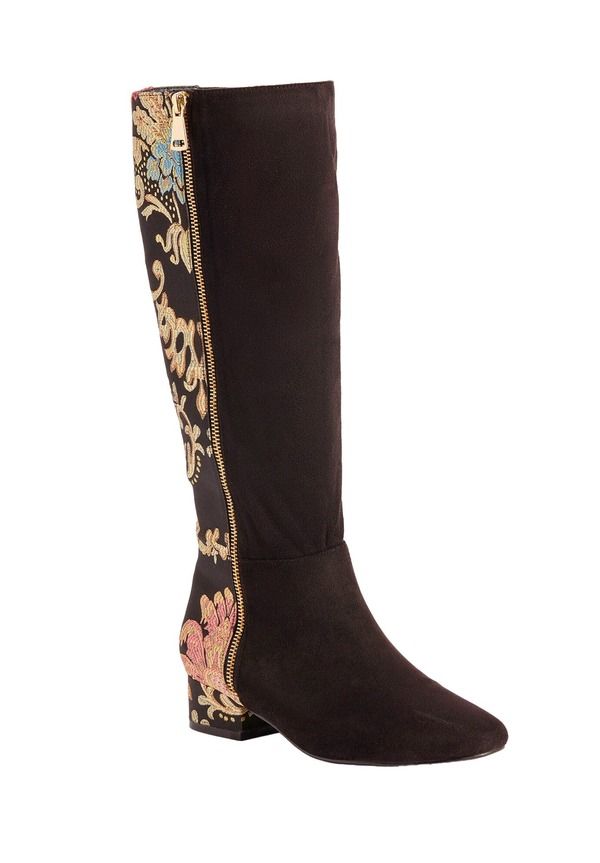 コンフォートビュー レディース シューズ ブーツ・レインブーツ Comfortview Themerald Wide Calf Boot Floral Metallic メタリック