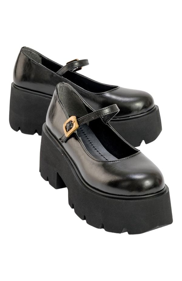 プロローグシューズ レディース オックスフォード プラットフォーム Prologue Shoes Linley Platformary Jane Shoes Black Faux Leather ブラ 27,820円