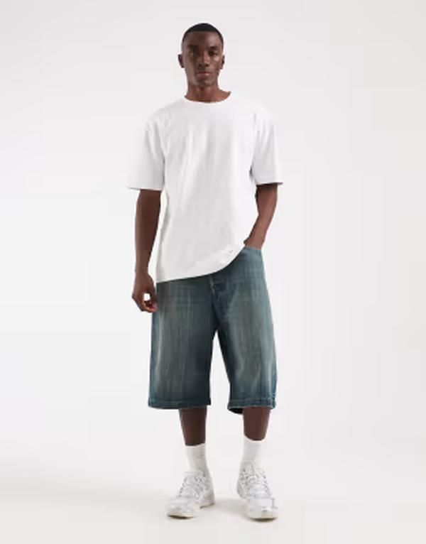 ジャック アンド ジョーンズ メンズ ボトムス ハーフパンツ・ショーツ ショートパンツ デニム Jack Jones Ron baggy denim shorts in dark tint Blue
