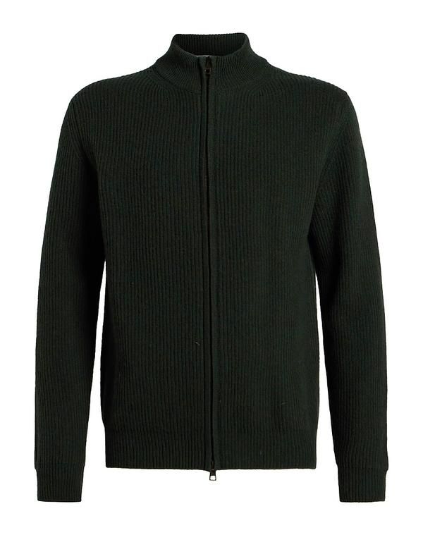 ボリオリ メンズ アウター カーディガン ファスナー付きニット BOGLIOLI Dark Green グリーン