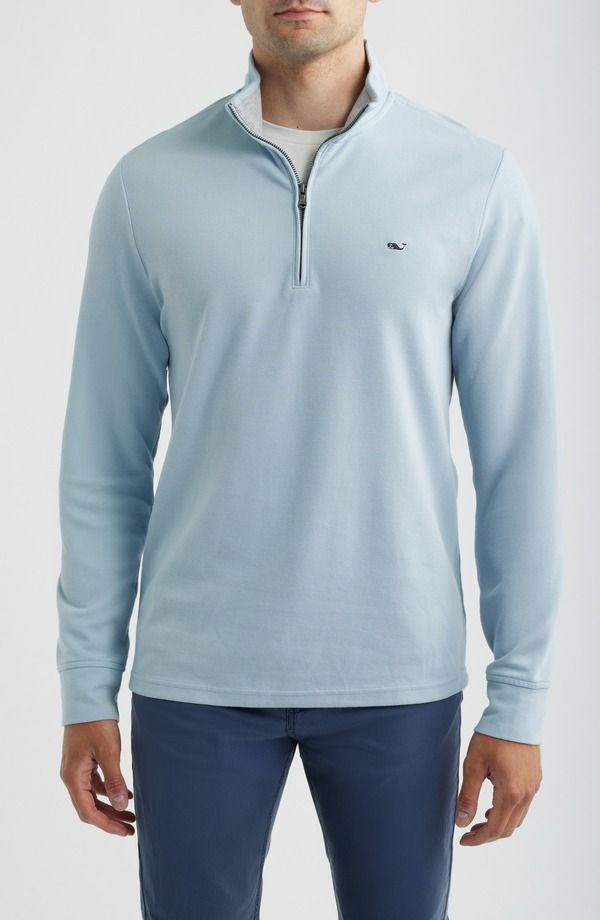 ヴァインヤードヴァインズ メンズ アウター ニット・セーター vineyard vinesaltwater Quater Zipullover DEL MAR BLUE ブルー