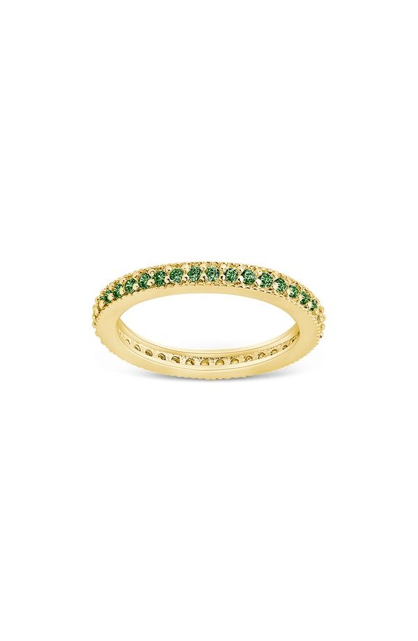 スターリングフォーエバー レディース アクセサリー 指輪 Sterling Forever Cubic Zirconia Pav Thin Band Rin gOLD EMERALD エメラルド