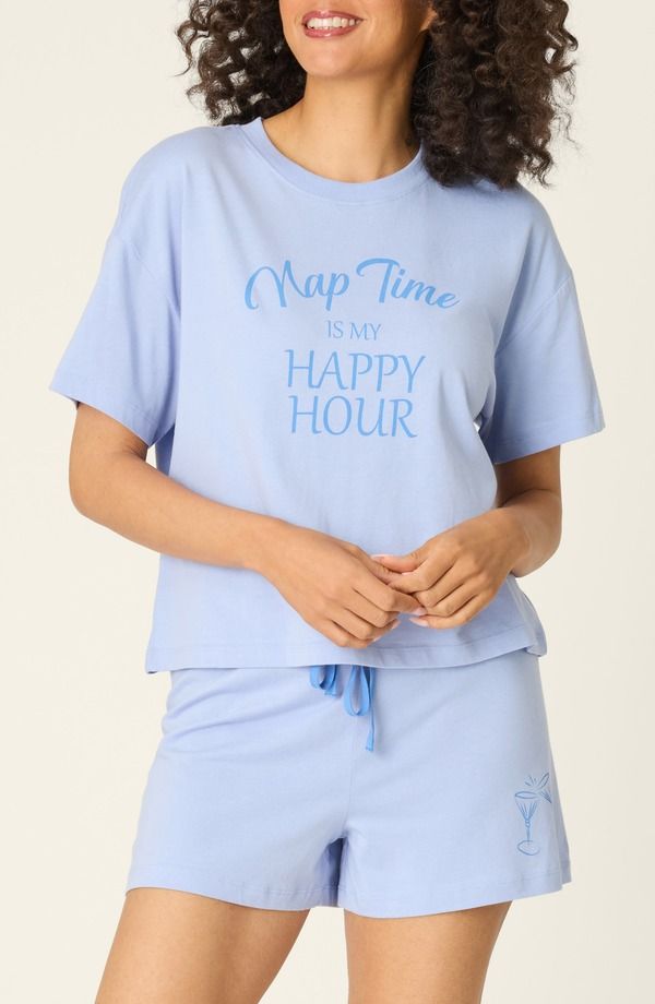 ピージェイサルベージ レディース アンダーウェア ナイトウェア Tシャツ PJ Salvage Softee Short Pajamas CORNFLOWER