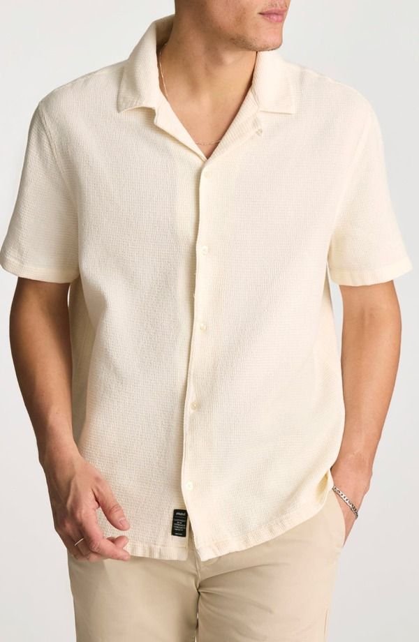 マーヴィ ジーンズ メンズ トップス シャツ ニット Mavi Jeans Waffle Knit Camp Shirt ANTIQUE WHITE ホワイト
