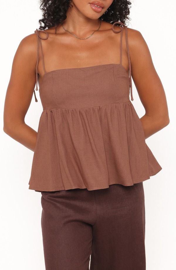 ペタルアンドパップ レディース トップス シャツ Petal Pup Zephyra Tie Strap Babydoll Camisole BROWN ブラウン