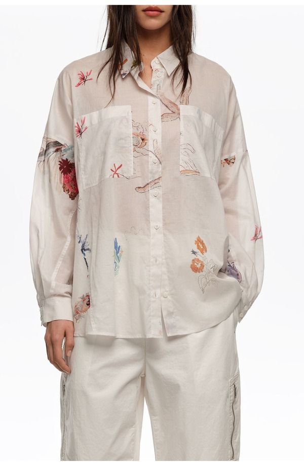 ビンバイローラ レディース トップス シャツ コットン Bimba y Lola Seabed Cotton Oversize Shirt SEABED OFF WHITE オフホワイト