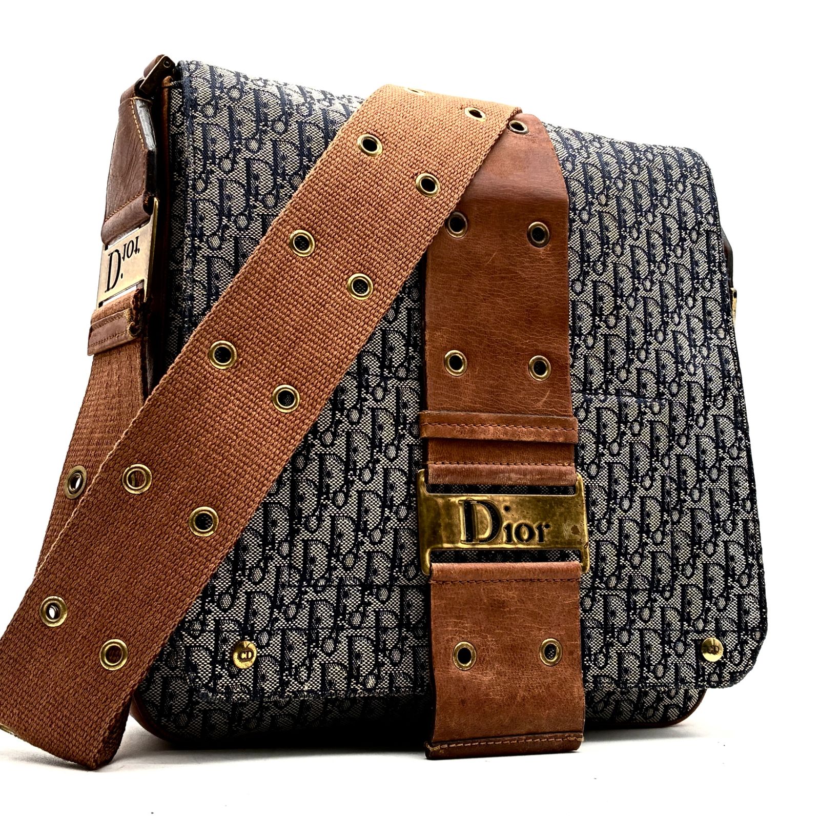 クリスチャンディオール Christian Dior トロッター ストリートシック ショルダーバッグ メッセンジャー キャンバス レザー フラップ ガリアーノ期 斜め掛け 夏休み 帰省 お盆 敬老の日 秋 ハロウィン ギフト プレゼント