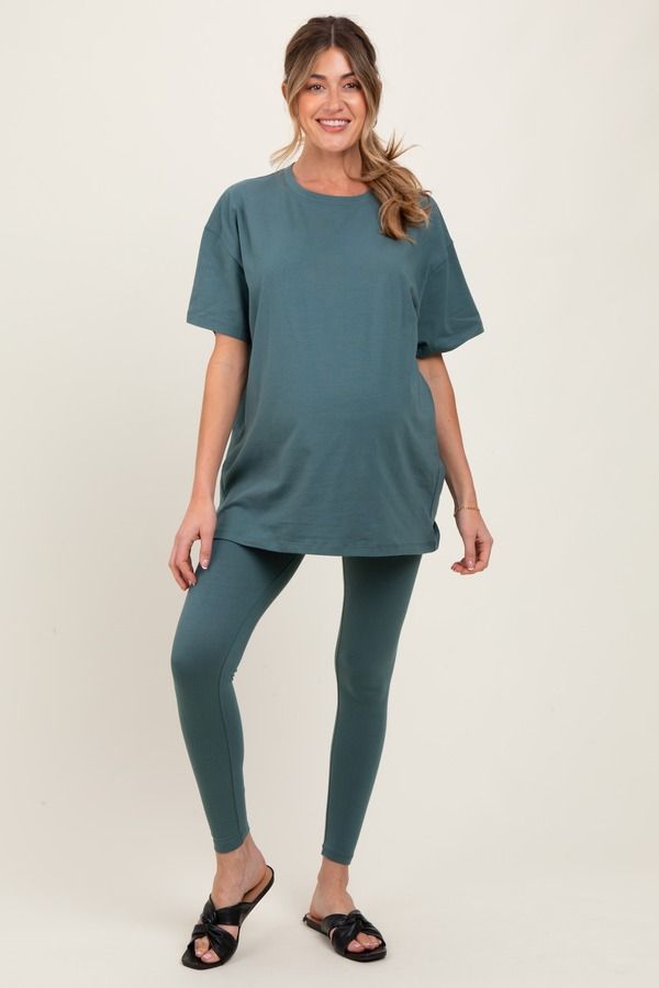 ピンクブラッシュ レディース アンダーウェア ナイトウェア クルーネック マタニティ PinkBlush Oversized Crewneck Short Sleeve and Legging Set
