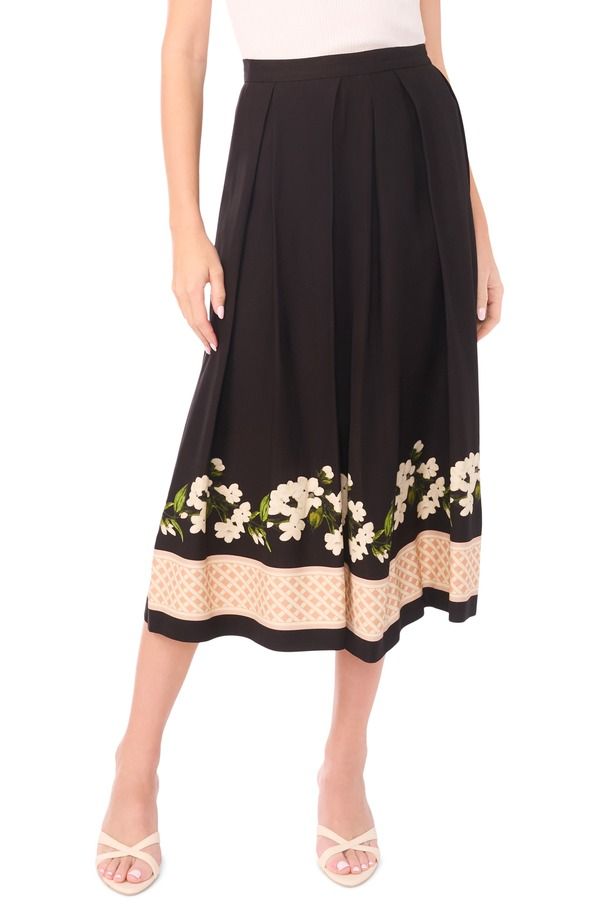 テッドベーカー レディース ボトムスカート プリーツ プリント レース Ted Baker Kieran Placed Print Pleated Skirt RICH BLACK ブラック