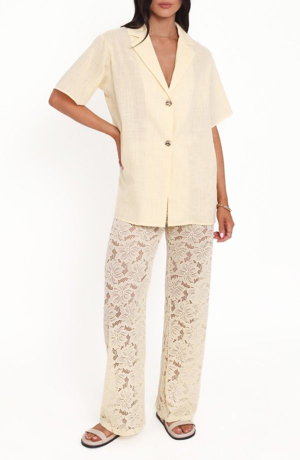 ペタルアンドパップ レディース トップス シャツ パンツ レース Petal Pup Mindy Woven Shirt Lace Pants YELLOW イエロー