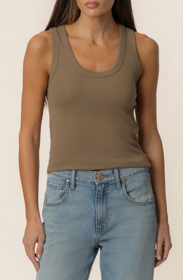 カットフロムザクロス レディース トップス シャツ コットン KUT from the Kloth Anastasia Stretch Cotton Blend Rib Tank RUSSET